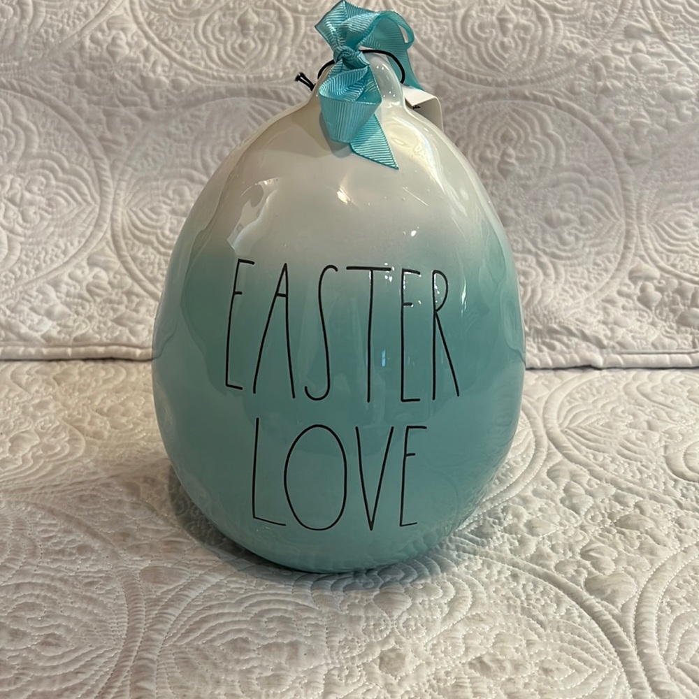 Rae Dun EASTER LOVE ceramic egg, NWT